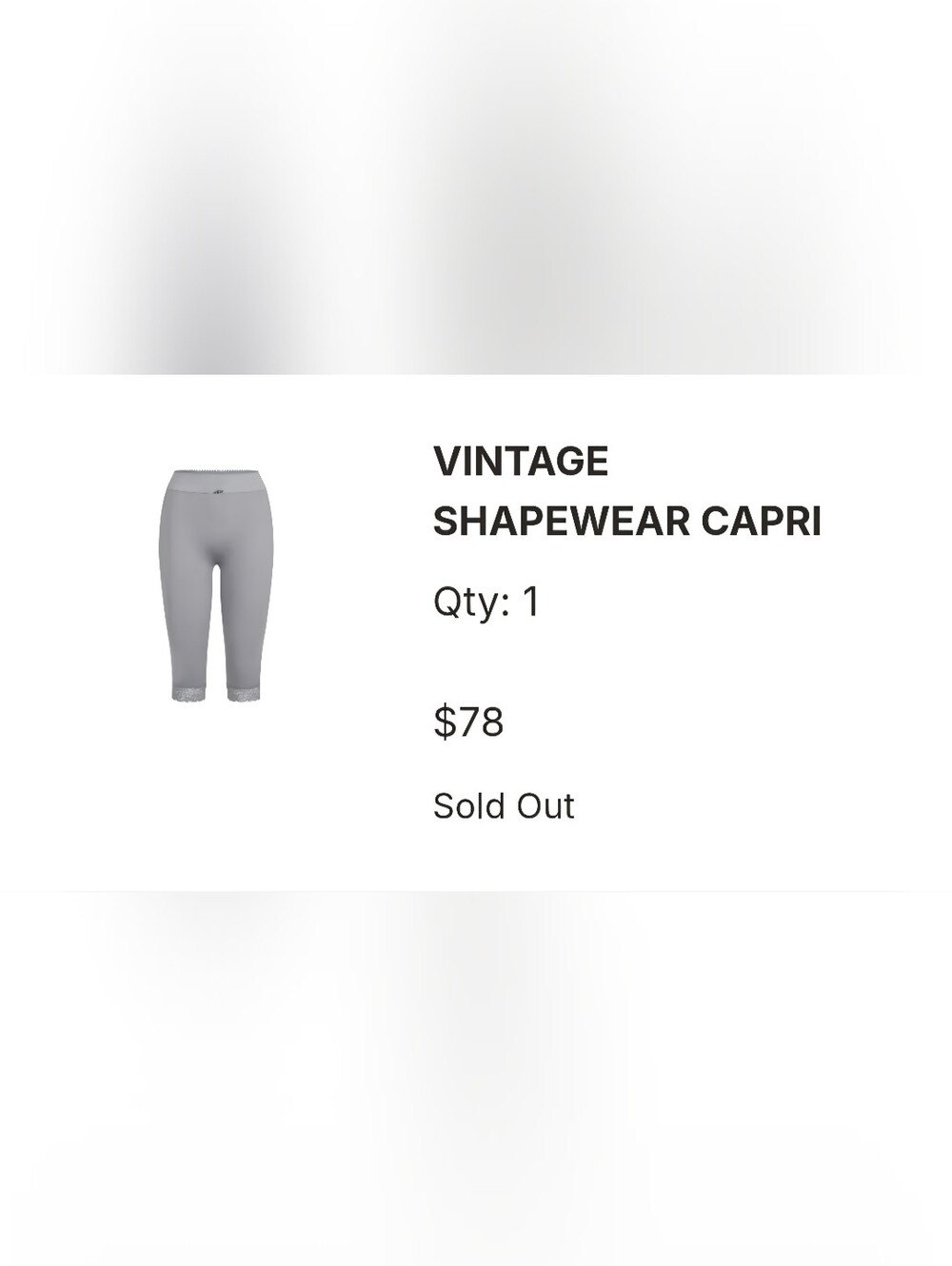 SKIMS Vintage Shapewear Capri in Shadow. NWOT. Small.